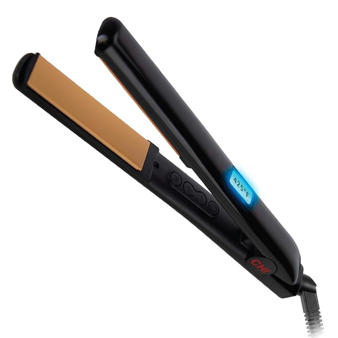 CHI Original Digital Ceramic Hairstyling Iron, Hair Straightener Delivers Shiny, Smooth Results, Even Heat for Less Damage, 1" Iron, Piano Black