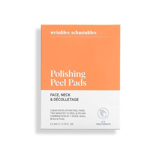 Wrinkles Schminkles Face, Neck & Décolletage Polishing Peel Pads, Skin Exfoliating & Resurfacing, Pack of 5 Towelettes