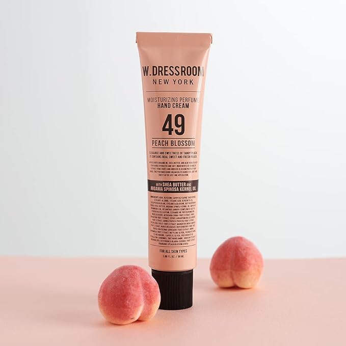 W.Dressroom Moisturizing Hand Cream for Dry Hands, Non-Greasy, Quick-Absorbing Korean Hand Lotion, Travel Size 1.69 fl oz (50 ml), No.49 Peach Blossom Scent