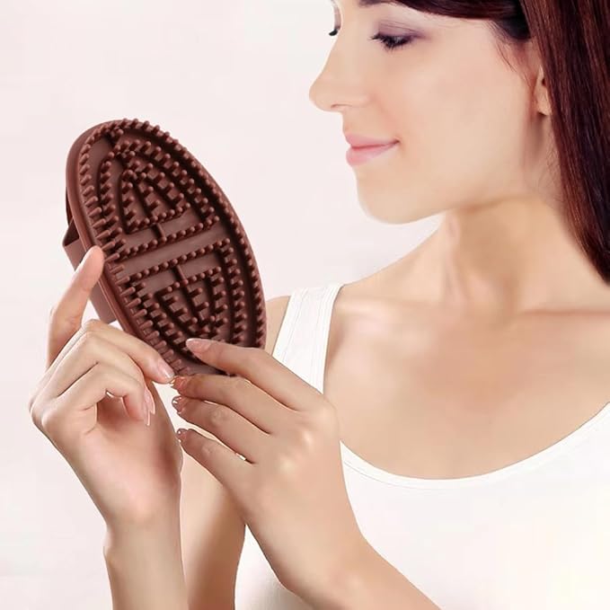 2 Pcs Meridian Massage Brush,with mini Heart Shaped Brush and Tape Measuring Tape Full Body Massage Brushes for Full Body SPA Massager Relaxation(Color:Brown + Yellow)