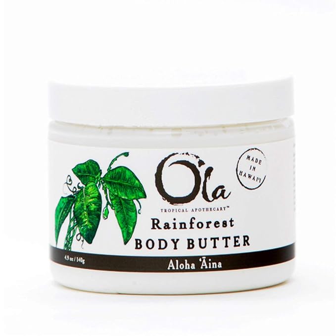 Rainforest Body Butter – Moisturizing Cream with Pure Coconut Oil and Hawaiian Plant Extracts - Ideal for Dry Skin - 5.6oz
