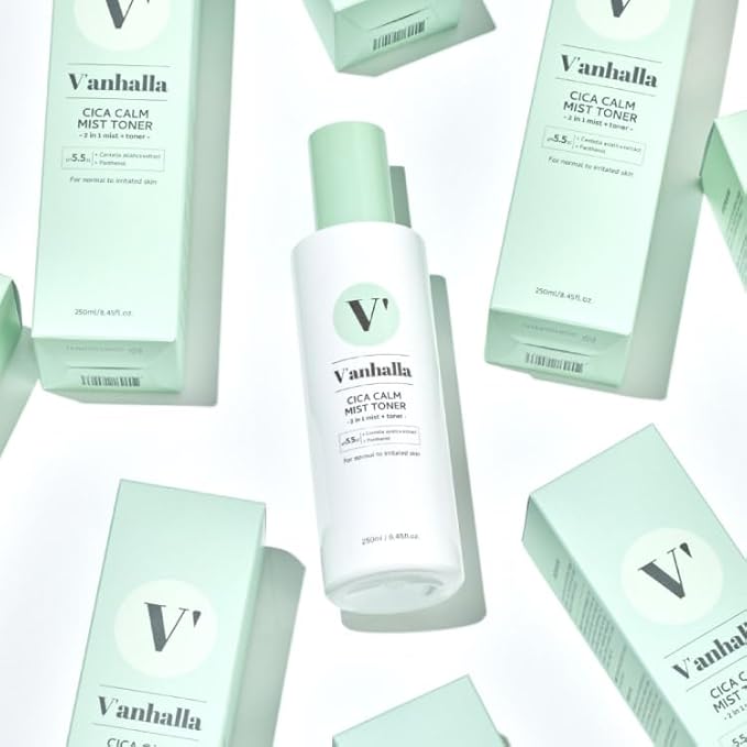 V’anhalla Cica Calm Mist Toner 8.45fl.oz | Vegan, pH5.5, Calming, Refreshing, Hydrating, Gentle exfoliating, pH balancing. Facial Mist Toner with Centella asiatica extract 6%, Panthenol 1%