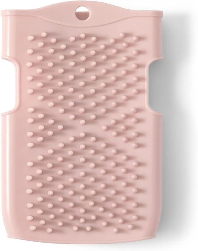 Innobaby Double Sided Silicone Massage Mitt Bath Scrubber Shower Brush & Scalp Massager/Pink