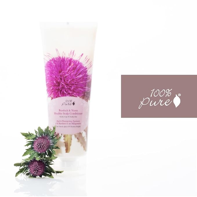 100% PURE Burdock and Neem Healthy Scalp Purifying Conditioner Moisturizing Detox for Dry, Damaged Hair with Kelp Replenishing Itchy, Flaky Scalp Hydration for Women & Men - 8 Fl Oz