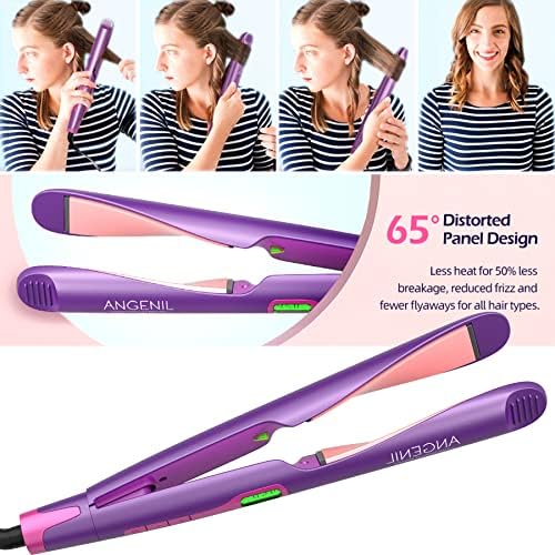 ANGENIL Professional Ion Flat Iron Curling Iron in One, Hair Straightener and Curler 2 in 1, Dual Voltage Twist Flat Irons with Digital LCD Display Adjustable Temp for All Hair Types