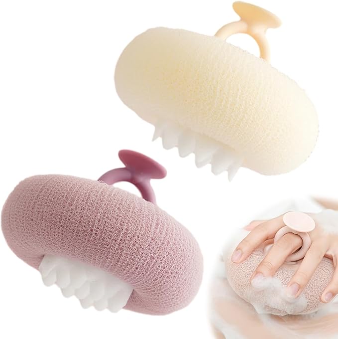 Super Soft Sunflower Suction Cup Bath Ball, 2025 New Bath Cleaning Brush, 2-in-1 Sponge Mesh Pouf Ball Body Scrubber, Shower Gloves Exfoliating Accessories for Men and Women