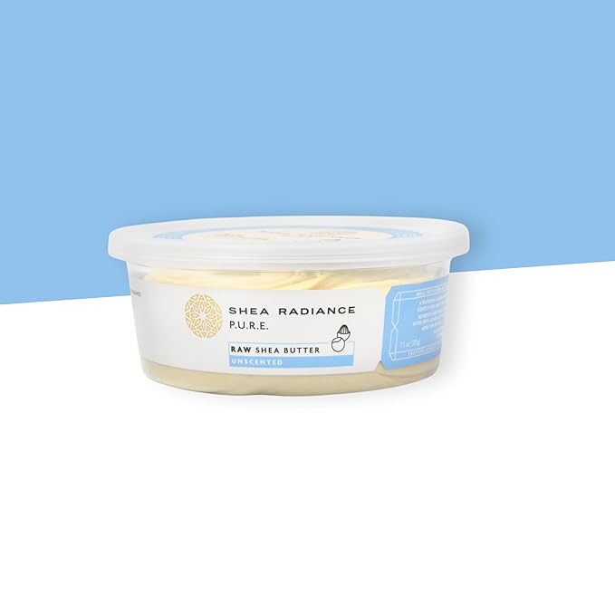 Shea Radiance P.U.R.E Raw Shea Butter | 100% Natural & Unrefined Body Butter | Soothes, Softens, & Increases Collagen | Long Lasting Moisture | Moisturizer for Sensitive Skin | Unscented (7.5 oz)