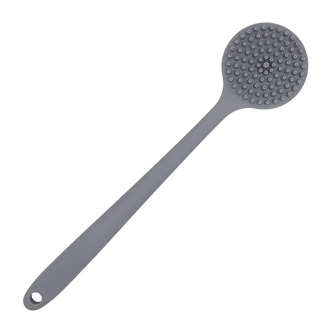 DNC Silicone Back Scrubber for Shower Bath Body Brush with Long Handle (Gray)