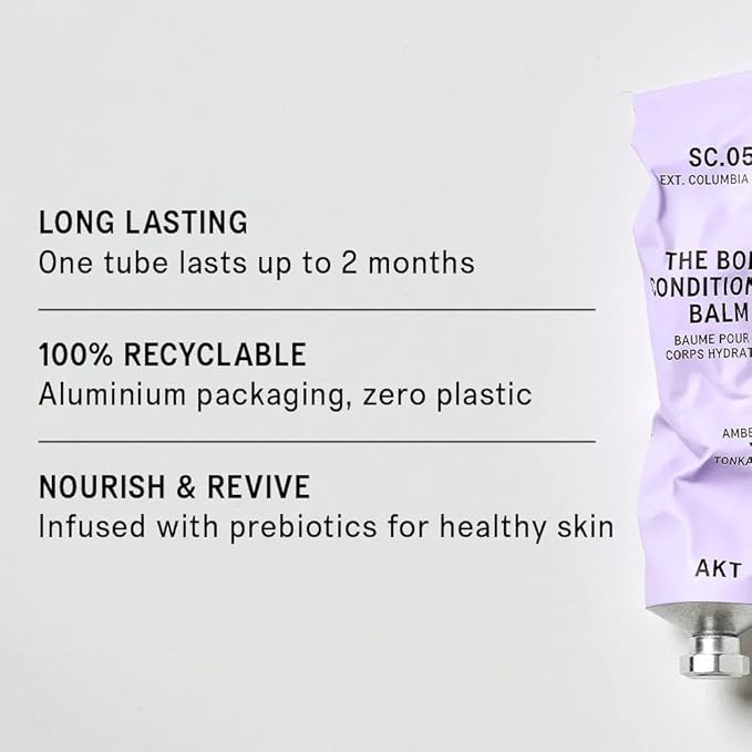 AKT The Body Conditioning Balm 3.4 Fl Oz, Firming Cream, Hydrating Balm with Olive Squalane & Lactic Acid, Vegan Moisturizer, Plastic Free, Sc.05 Columbia Road, All Genders