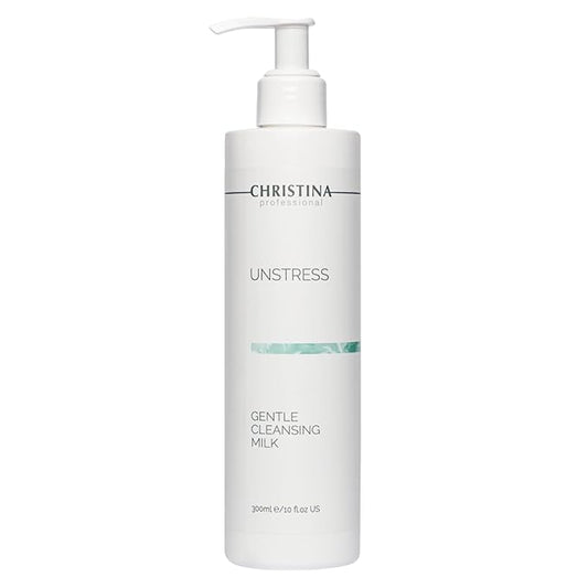 Christina Unstress Soap-Free Gentle Cleansing Milk Makeup Remover for Face & Eyes - 300 ml - Calendula, Vitamin E and Centheal Soap-Free Cleanser - Safe for All Skin Types