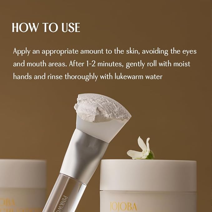 PINKWONDER Jojoba Mochi Vation™ Mud Clay Mask 3.17oz (90g), Organic Jojoba Oil, Blackhead Remover, Clay Detox, Pore Minimizing Wash Off Face Mask