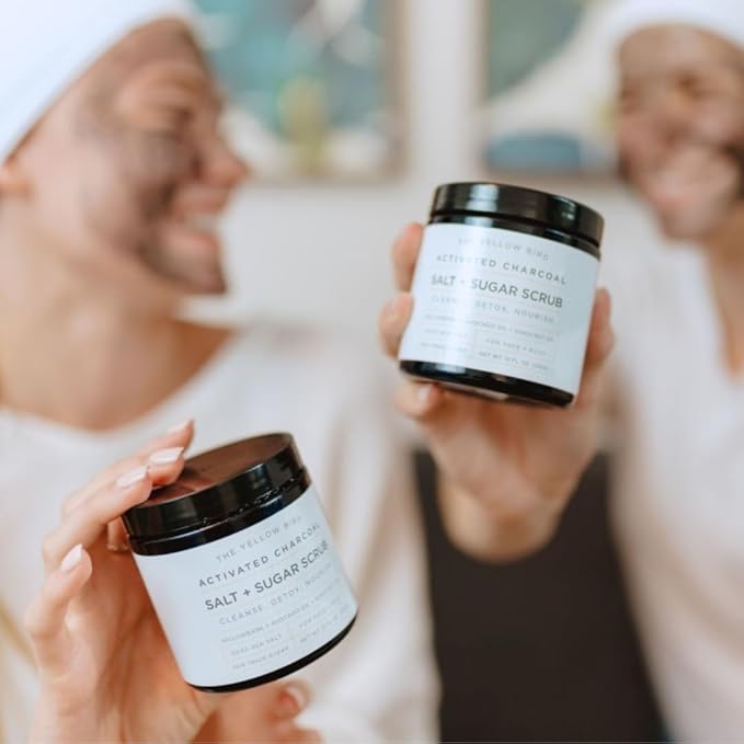 Activated Charcoal Face & Body Scrub – Natural Deep Cleansing Exfoliator for Smooth, Soft Skin – Gentle Salt & Sugar Scrub for Armpit & Foot Detox – For Men & Women – Made in USA