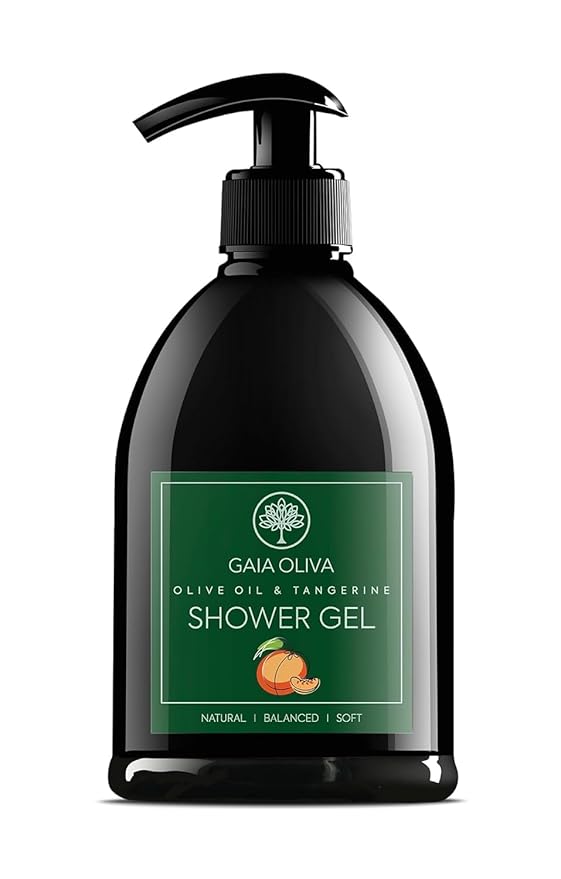 GAIA Oliva Olive Oil Natural Shower Gel with Tangerine, Hydrating, Moisturizing Body Wash for Women & Men, Plant-based Bath & Shower Gel Body Wash for Dry Skin, 16.9 Fl Oz (Pack Of 1)