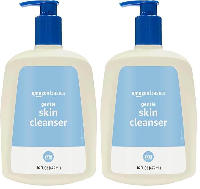 Amazon Basics Daily Facial Cleanser For Gentle Skin, Unscented, 16 Fl Oz (Pack of 2)