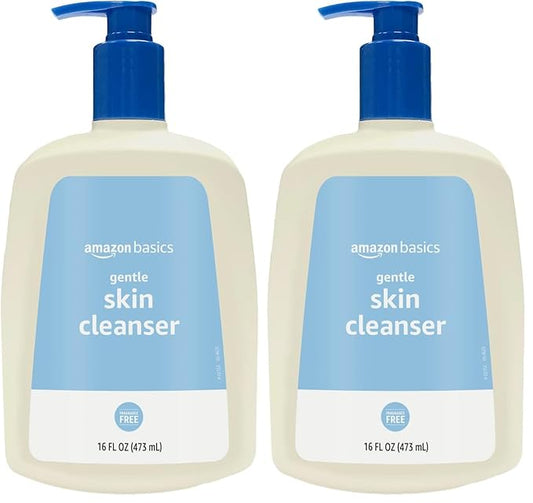 Amazon Basics Daily Facial Cleanser For Gentle Skin, Unscented, 16 Fl Oz (Pack of 2)