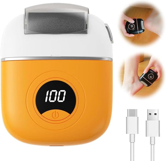 2025 New Electric Callus Remover for Feet, Portable Rechargeable Foot Repair and Grinding Device with Digital Display, Heel Polisher File for Men Women Dry Callus Dead Skin (Yellow)