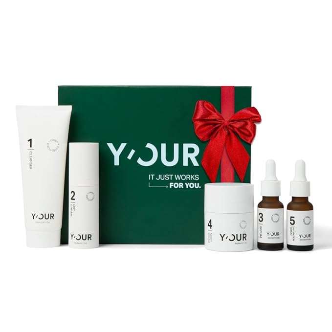Y'OUR Skincare System, Contains: Moisturizing Cleanser, Antioxidant Day Cream, Calming Serum, Revitalizing Night Cream, Intensive Hydration Serum (Hydrating Skincare (Set of 5))