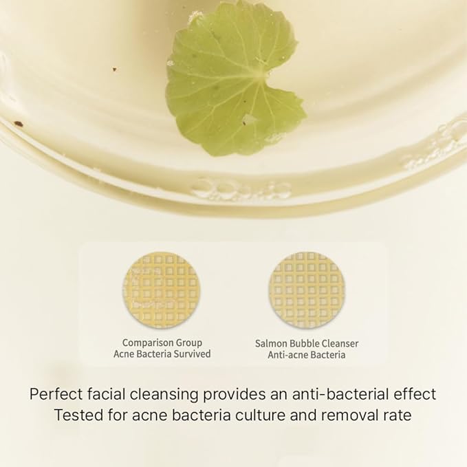 HEVEBLUE Salmon Caring Centella Bubble Cleanser - Salmon PDRN, pH 5.5, Salmon Egg Extract, Centella, Moisturizing, Balancing, Pore Cleansing, Low Irritation, Hypoallergenic, Sensitive Skin