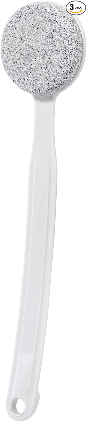 Pumice Stone for Feet with Long Handle 13.7", Hard Skin Callus Remover, Scrubber and Exfoliator for Dead Dry Skin, Softer & Smoother Feet, Pedicure Tool (Curved)