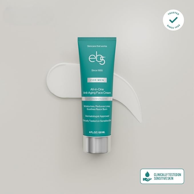 eb5 Men’s All-in-one Anti-Aging Face Cream | Formulated with Retinol, Vitamins E, B5, and A to Moisturize, Reduce Lines and Soothe Razor Burn - 4 Fl Oz