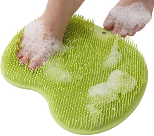 Silicone Shower Foot Scrubber Mat, 2025 New Silicone Foot Scrubber for Shower, Back Massage Pad with Suction Cups Non-Slip Exfoliating (Green,1)