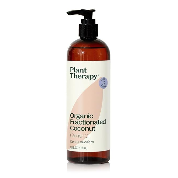 Plant Therapy Organic Fractionated Coconut Oil for Skin, Hair, Body 100% Pure, USDA Certified Organic, Natural Moisturizer, Massage & Aromatherapy Liquid Carrier Oil 16 oz