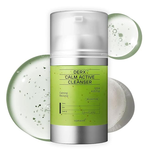 DERX Facial Cleanser for Sensitive & Oily Skin – Calm Cleansing Foam with Plant Tannin, Redness Relief & Oil Control, Oxygen Bubble Technology, Korea Skincare (120ml/4.05 fl.oz.)