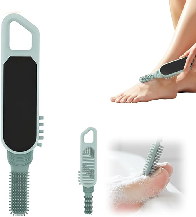 Foot Scrubber in Shower, 3 in 1 Portable Travel Size Toe Cleaning Brush Foot File Dead Skin Remover for Home Foot Care (Green)