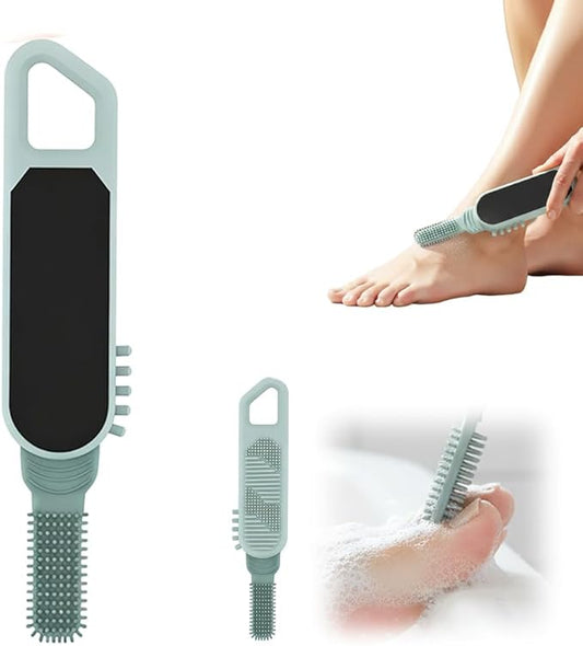 Foot Scrubber in Shower, 3 in 1 Portable Travel Size Toe Cleaning Brush Foot File Dead Skin Remover for Home Foot Care (Green)