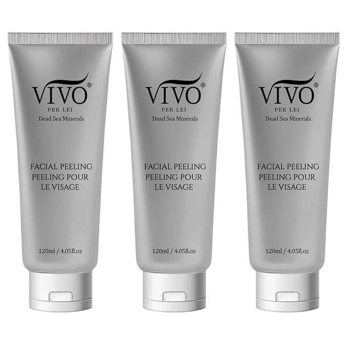 Vivo Per Lei Facial Peeling Gel - Helps Address Dead Skin Buildup - Gentle Exfoliating Gel for Rough, Dry, Sensitive or Mature Skin - Face and Body Scrub - Non Abrasive - 4.05 Fl. Oz. - Pack of 3