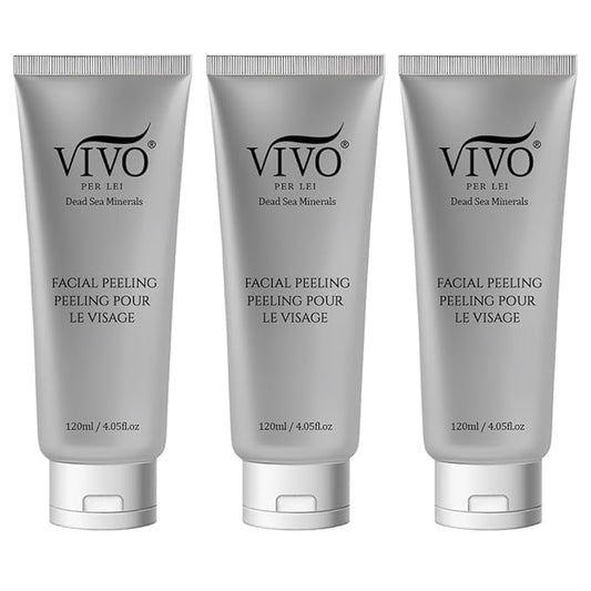 Vivo Per Lei Facial Peeling Gel - Helps Address Dead Skin Buildup - Gentle Exfoliating Gel for Rough, Dry, Sensitive or Mature Skin - Face and Body Scrub - Non Abrasive - 4.05 Fl. Oz. - Pack of 3