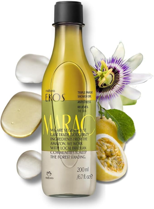 natura - Passion Fruit Triple Phase Body Oil – Maracujá Oil Moisturizer for Soft Glowing Skin, Vegan Skincare, Hydrating & Nourishing Brazilian Beauty – 6.7 fl oz (200ml)