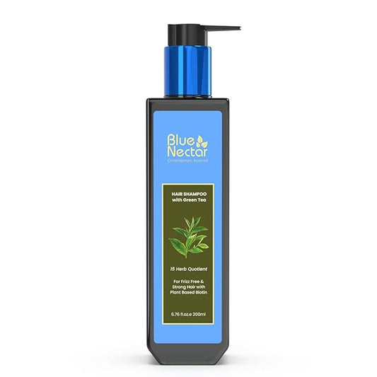 Blue Nectar Anti Frizz Hair Shampoo for Dry & Frizzy Hair | Natural Biotin Shampoo for Women & Men (15 herbs, 6.76 Fl oz)