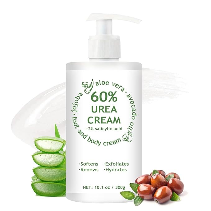 60% Urea Cream Maximum Strength, 10.1 oz - Foot & Hand Cream for Dry Cracked Skin, Callus Remover, with 2% Salicylic Acid - Deep Moisturizer for Cracked Heels, Rough Elbows & Knees - Fast Absorbing