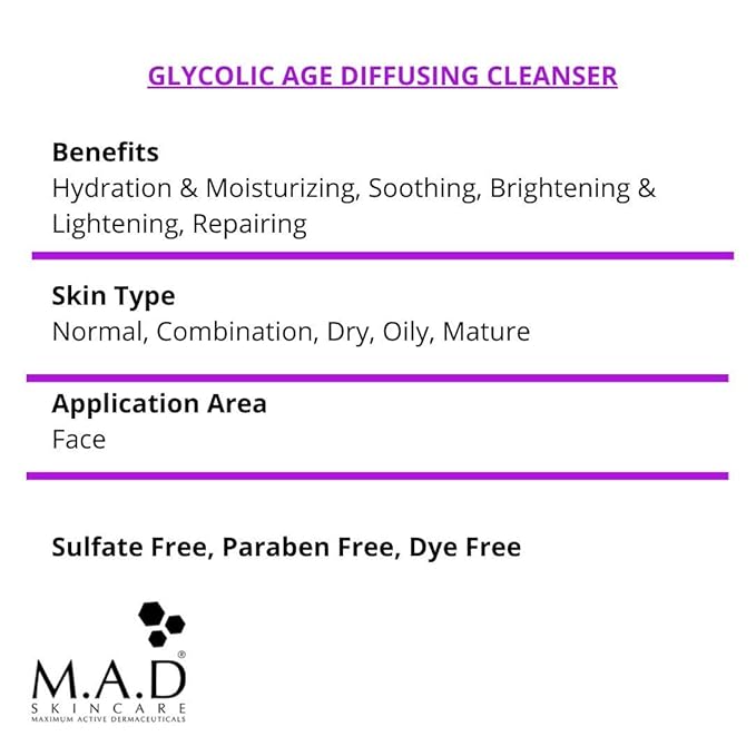 M.A.D Skincare Anti-Aging Glycolic Age Diffusing Cleanser 13.5 fl. oz. [2 Pack]