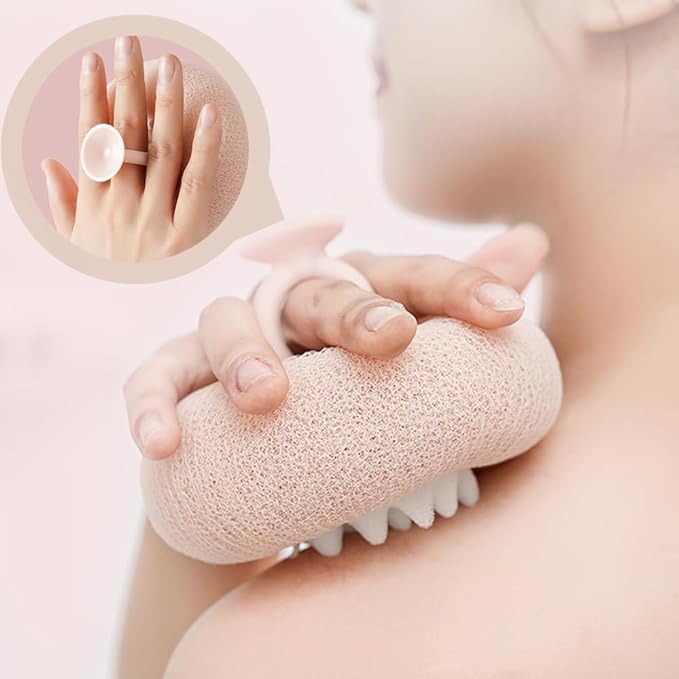 Super Soft Sunflower Suction Cup Bath Ball, 2025 New 2 in 1 Exfoliating Bath Sponge Cleaning Brush with Finger Rings, Sponge Mesh Pouf Shower Ball for Women & Men (Colorful-4)