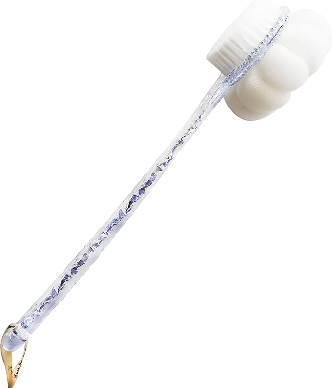 Body Brush Dual-Sided Shower Brush Back Scrubber, Premium Medium Soft and Stiff Bristles,Back Scrubber for Shower, Perfect Durable Non-Slip Long Handle Bath Brush (Transparent Handle)