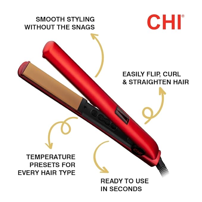 CHI Original Digital Ceramic Hair Straightener 1", Hairstyling Iron, Delivers Shiny Smooth Results, Even Heat for Less Damage, Midnight Matte Black