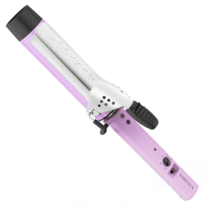 VODANA Professional GlamWave Ceramic Curling Iron, Long-Lasting Natural Curls, Instant Heat, Hair Curler, Curling Wand, Available in USA (1.6 inch, Lavender)