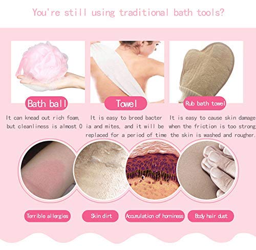 Loofah Exfoliating Body Scrubber 2 in 1 Face and Body Silicone Scrubber - Silicone Shower Brush Bath Sponge Loofa Blue