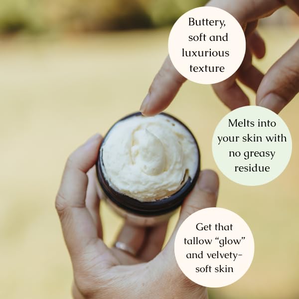 Hearth and Homestead: Handmade Whipped Tallow Balm, Organic, Moisturizer, Body Butter with Infused Olive Oil, for Eczema, Rosacea, Baby (Lavender)