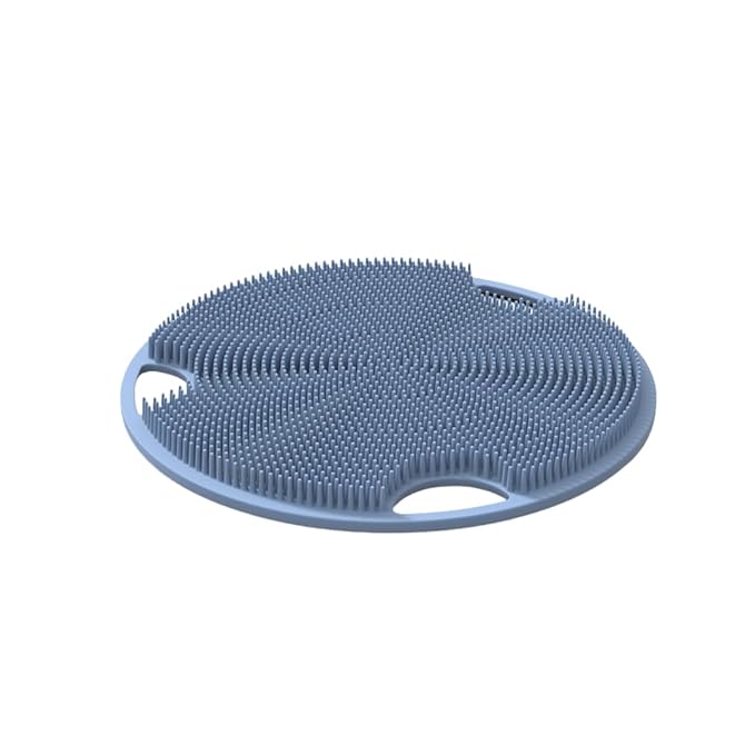 Boie USA Flat Body Scrubber - Hygienic, Exfoliating Loofah Alternative - Feels Like Silicone Scrubber Gentle on Sensitive Skin, Hypoallergenic, BPA- & Latex-Free, Made in The USA (Elemental Blue)