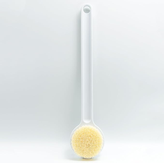 Long Handle Body Brush, Manual Dry Brushing with Stiff Bristles, Exfoliating Bath Brush for Back & Body