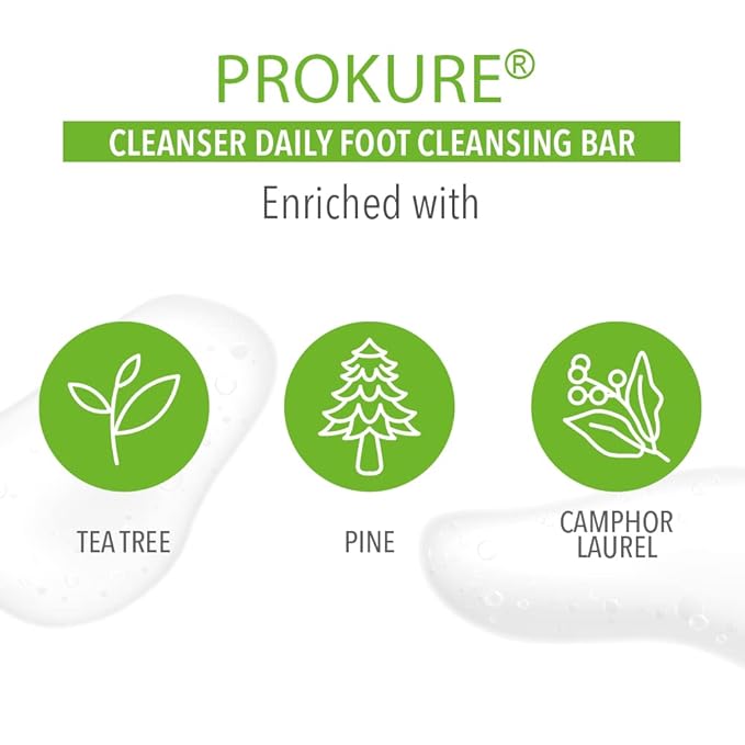 PROKURE Foot Cleanser Bar for Dry, Cracked Feet – Exfoliates & Softens Calluses with Tea Tree Oil, Urea, Aloe Vera & Camphor | Hydrating, Paraben-Free, Dermatologist-Tested | Made in USA | 3 oz
