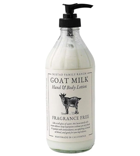 Goat Milk Body Lotion for Dry Sensitive Skin – Natural Moisturizer for Face, Hands & Body – Handmade, Fast-Absorbing, Lightweight, Non-Greasy – (16oz, Fragrance Free)