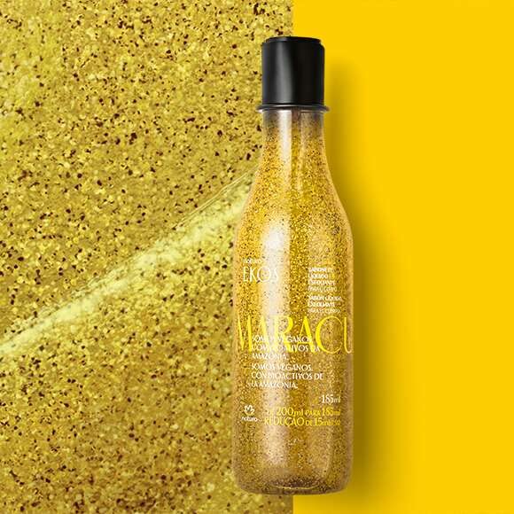 natura - Passion Fruit Soothing Exfoliating Shower Gel - Maracujá Oil & Seed Scrub, Vegan, Sulfate-Free, pH-Balanced Body Exfoliant & Cleanser - Body Wash - Vegan Skin Care - 6.2 fl oz (185ml)