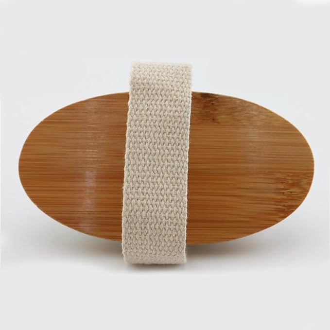 5x2.8 Inch Oval Shape Bamboo Bath & Shower Brush, Horsehair Mane Natural Bristles Dry Body Brush Scrubber for Exfoliating, Detox and Cellulite, etc. (White Horsehair)
