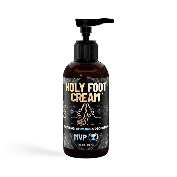 Derm Dude Holy Foot Cream for Dry Cracked Heels and Feet | Moisturizing Lotion Formulated w/All-Natural DeoPlex for Odor Control & Arrowroot for Deep Hydration - MVP Scent 4oz (1pack)