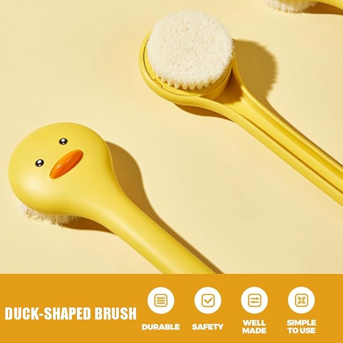 Long Handle Shower Brush Bath Brush,Softer bristles Body Back Brush,Back Scrubber Body Exfoliator for Wet or Dry Brushing with Flower Hooks,14 inch