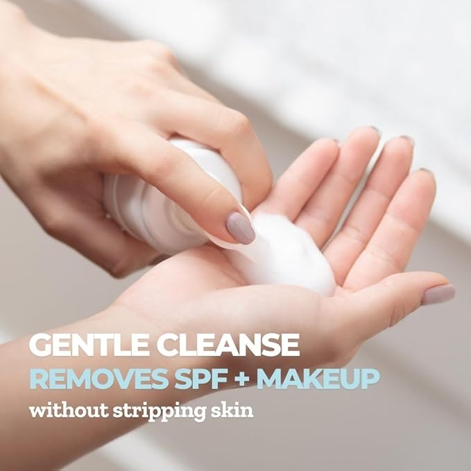Emani Soft Cloud Foam Cleanser, All-in-One Sensitive Skin Face Wash, All Skin Types + Fragrance-Free Makeup - Sunscreen Remover, SLS-FREE, Plant-Based, pH Balancing, 150ml
